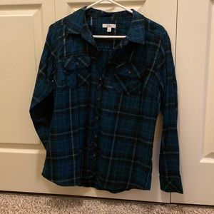 Blue/ green button up
